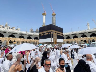Muslim pilgrims circle the Kaaba and pray at the Grand Mosque in the holy city of Mecca, Saudi Arabia Muslim pilgrims circle the Kaaba and pray at the Grand Mosque as Saudi Arabia welcomes back pilgrims for the 2022 haj season, after the kingdom barred foreign travellers over the last two years because of the coronavirus disease (COVID-19) pandemic, in the holy city of Mecca, Saudi Arabia July 1, 2022. REUTERS/Mohammed Salem
